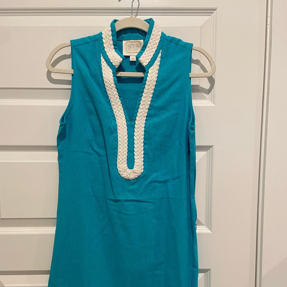 Sail to Sable linen tunic dress, S, aqua color. Never worn!